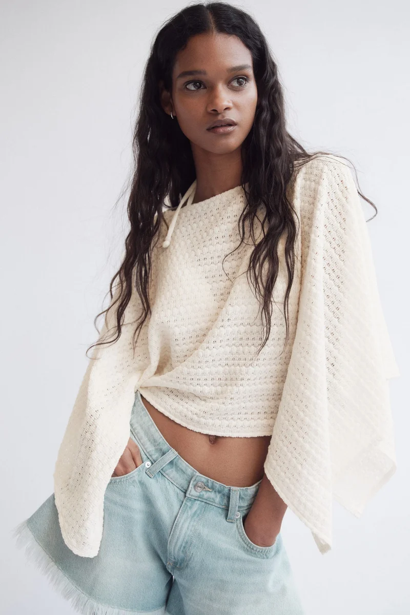 H&M Textured-knit cape top
