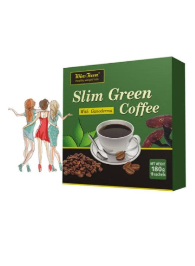 وينز تاون قهوة خضراء رفيعة، مع الجانوديرما، وقهوة لوسيدوم، وقهوة طبيعية لفقدان الوزن مع فطر الريشي لتحسين الهضم ونمط حياة صحي، 18 قطعة في كل صندوق - Image 5