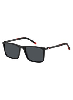TOMMY HILFIGER Men's UV Protection Rectangular Shape Carbon Fiber Sunglasses TH 2077/S GREY 41 - Lens Size: 41 Mm - Mtt Black  - Image 1