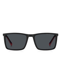 TOMMY HILFIGER Men's UV Protection Rectangular Shape Carbon Fiber Sunglasses TH 2077/S GREY 41 - Lens Size: 41 Mm - Mtt Black  - Image 3