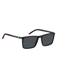 TOMMY HILFIGER Men's UV Protection Rectangular Shape Carbon Fiber Sunglasses TH 2077/S GREY 41 - Lens Size: 41 Mm - Mtt Black  - Image 2