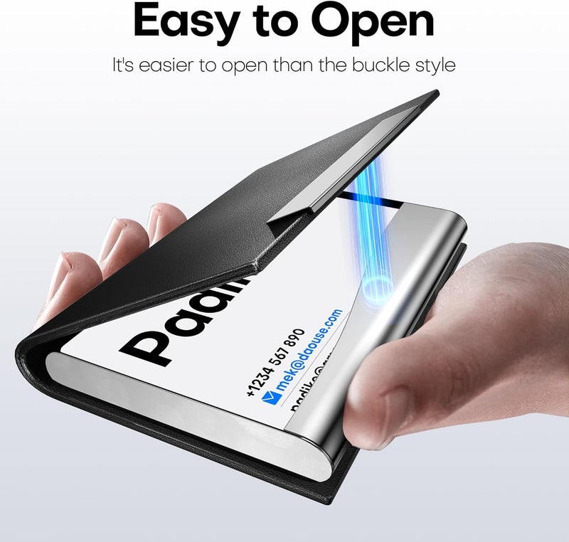 Padike Business Card Holder/ Case Professional PU Leather & Stainless Steel Multi Wallet Credit Card ID Case/Holder for Men & Women. (Black) - Image 4