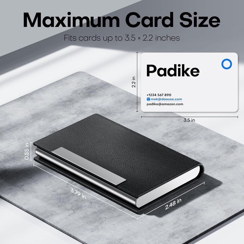 Padike Business Card Holder/ Case Professional PU Leather & Stainless Steel Multi Wallet Credit Card ID Case/Holder for Men & Women. (Black) - Image 5