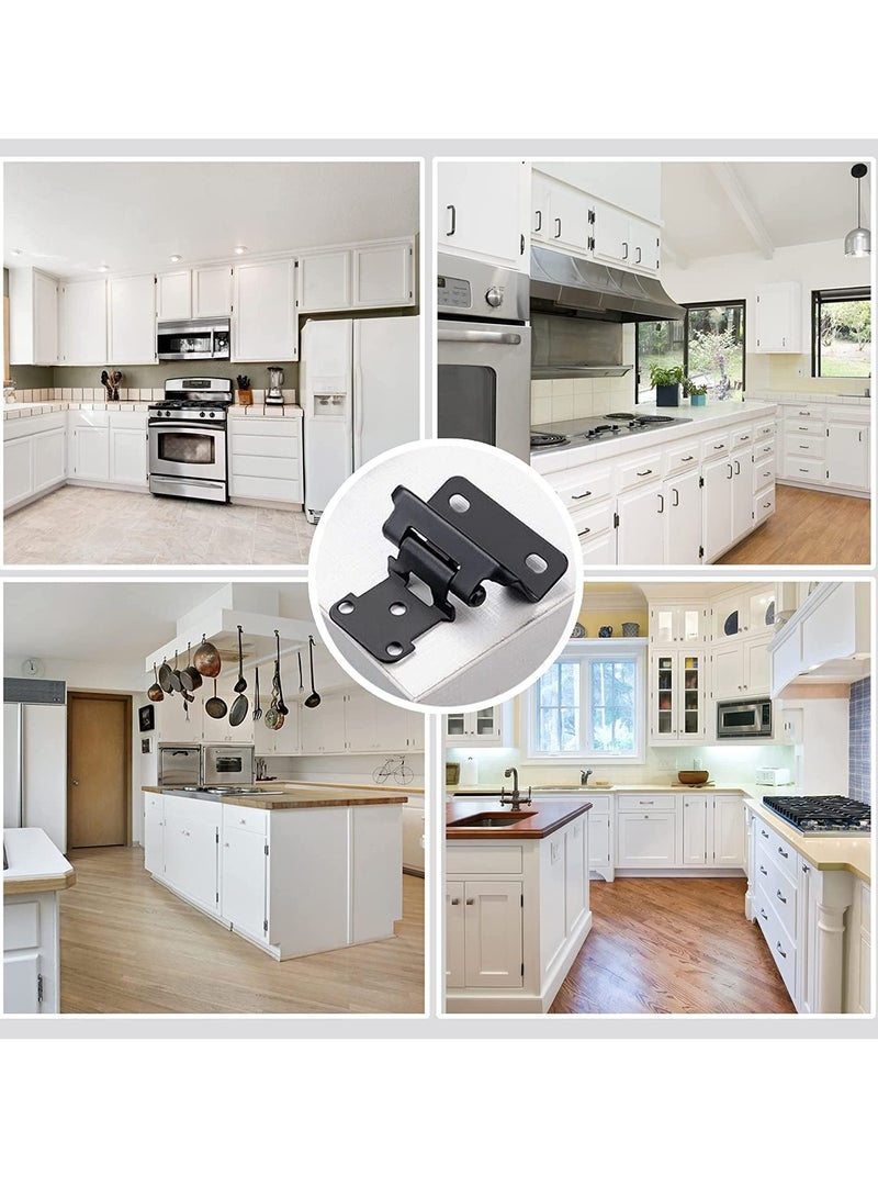 Cabinet Hinges, 1/2" Overlay Semi Partial Wrap Self Closing Matte Black Hinges with Mounting Screws for Variable Kitchen Bathroom Cabinets Cupboard Doors 8 Pcs - Image 4