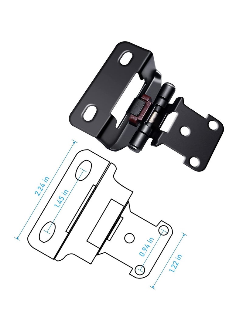 Cabinet Hinges, 1/2" Overlay Semi Partial Wrap Self Closing Matte Black Hinges with Mounting Screws for Variable Kitchen Bathroom Cabinets Cupboard Doors 8 Pcs - Image 5