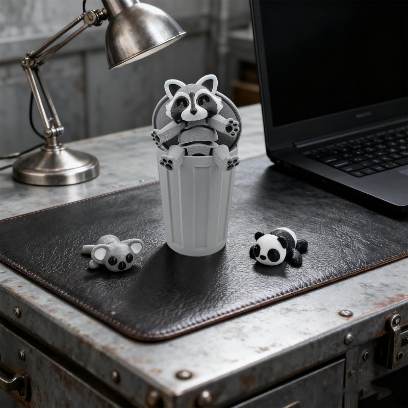 MAVLENT 3D Printed Raccoon Animals - 3PCS Panda Koala Home Office Decor, Birthday Party Halloween - Image 4