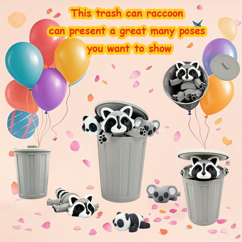 MAVLENT 3D Printed Raccoon Animals - 3PCS Panda Koala Home Office Decor, Birthday Party Halloween - Image 2