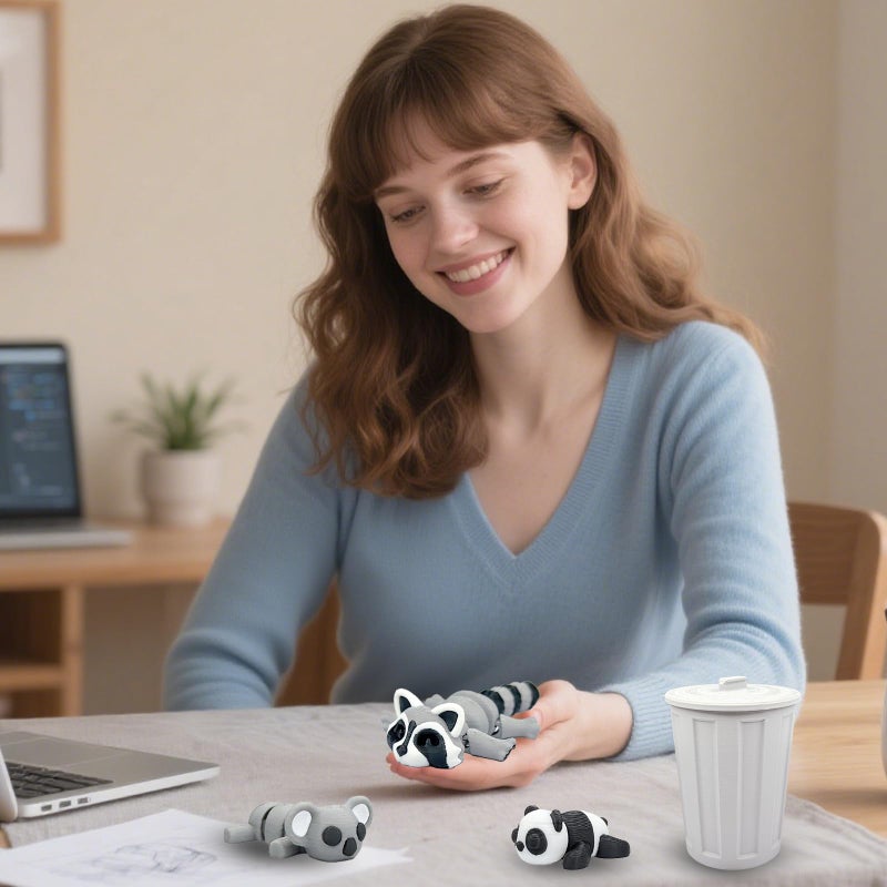 MAVLENT 3D Printed Raccoon Animals - 3PCS Panda Koala Home Office Decor, Birthday Party Halloween - Image 5