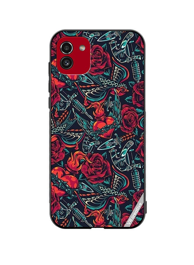 VR CREATIVE Protective Case Cover For Samsung Galaxy A03 Flower Design Multicolour - Image 1