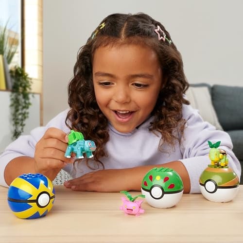 Mega Brands مجموعة ألعاب بناء بوكيمون MEGA لفريق المدرب من نوع العشب مع 118 قطعة، 4 شخصيات قابلة للتشكيل، بارتفاع 2 بوصة، للأطفال - Image 3