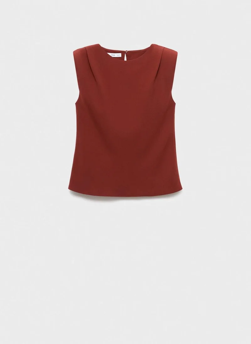 MANGO Ruched blouse with shoulder pads