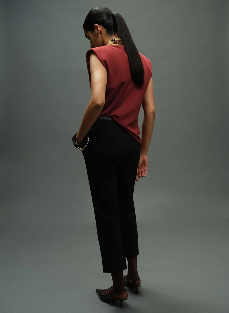 MANGO Ruched blouse with shoulder pads