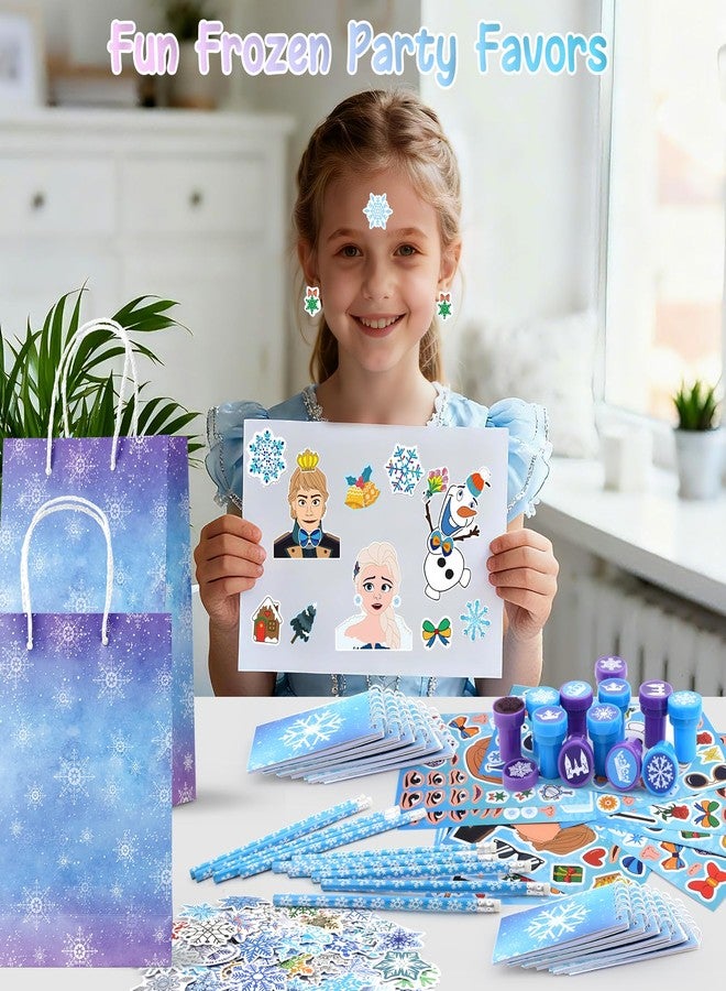 Coosilion 111 Pcs Frozen Party Favors, Frozen Birthday Party Decorations with Goodie Bags Stuffers Stichers Notepads Pencils Stampers for Girls, Back to School Classroom Rewards Gifts for Kids - Image 3