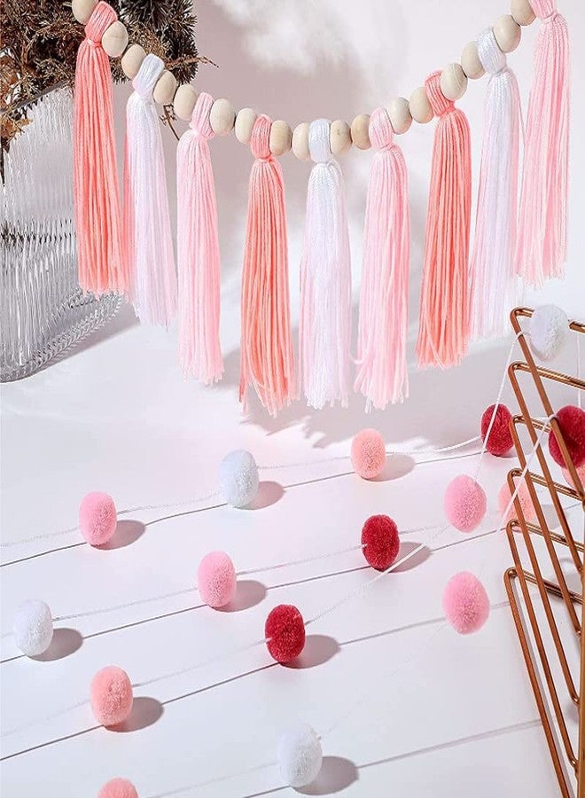 BetterJonny 3PCS/Set Boho Tassel Garland,BetterJonny Boho Tassel Garland Wall Hanging Decor Pastel Banner with Wood Beads and 2Pcs Pom Pom Felt Ball for Home and Outdoor Decor - Image 4