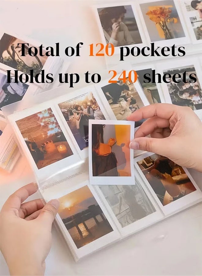 KANGLI Mini Polaroid Photo Album 3 Inch 120 Pockets(240 Sheets) Photo Book for  Mini Camera Collector DIY, White - Image 2