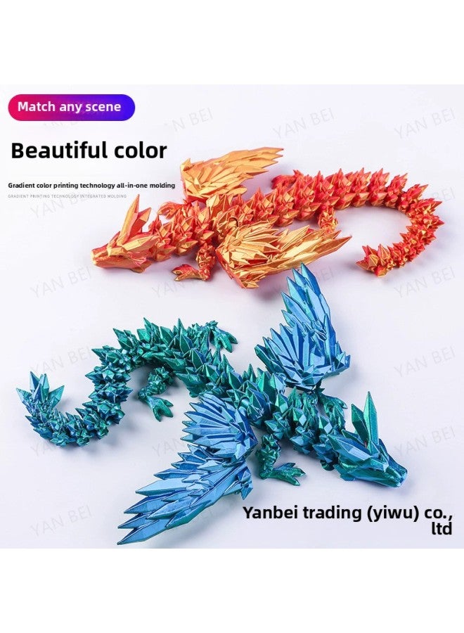 3D Printing Gem Flying Dragon Hot Ornaments Gift Deformation Hand-made Environmental Protection Crystal Dragon Tide Play-Color:[silk Gold] Gem Flying Dragon-Size:Long Tail Style - Image 2