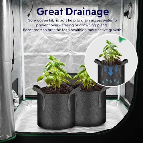 iPower 7 Gallon 5 Pack Grow Bags Nonwoven Fabric Pots Aeration Container with Strap Handles for Garden and Planting, 5-Pack Black, 7 Gallon - Image 5