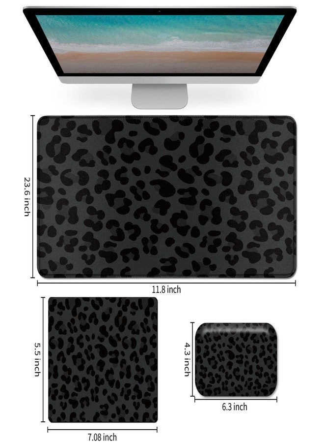 SDDFRHGH Mouse Pad Desk Mat Ergonomic Wrist Support Pad Set,Mouse Wrist Rest Keyboard Pad with Stitched Edges and Non Slip Base-Black Leopard Panther Cheetah Print - Image 2