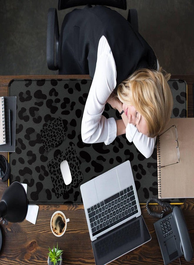 SDDFRHGH Mouse Pad Desk Mat Ergonomic Wrist Support Pad Set,Mouse Wrist Rest Keyboard Pad with Stitched Edges and Non Slip Base-Black Leopard Panther Cheetah Print - Image 5