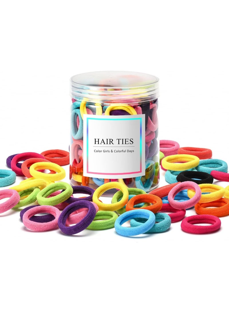 إيكو شاين 100 Pcs Baby Hair Ties, Seamless Cotton Toddler Hair Ties for Girls and Kids, Multicolor Small Soft Hair Elastics Ponytail Holders(10Colors) - Image 1