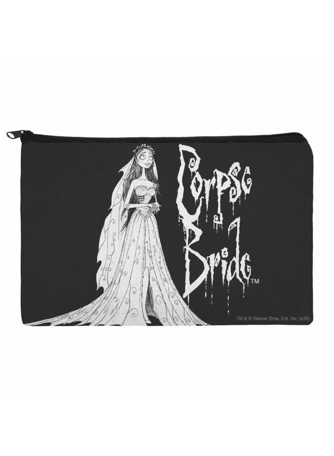 GRAPHICS & MORE Corpse Bride Logo and Silhouette Makeup Cosmetic Bag Organizer Pouch - Image 1