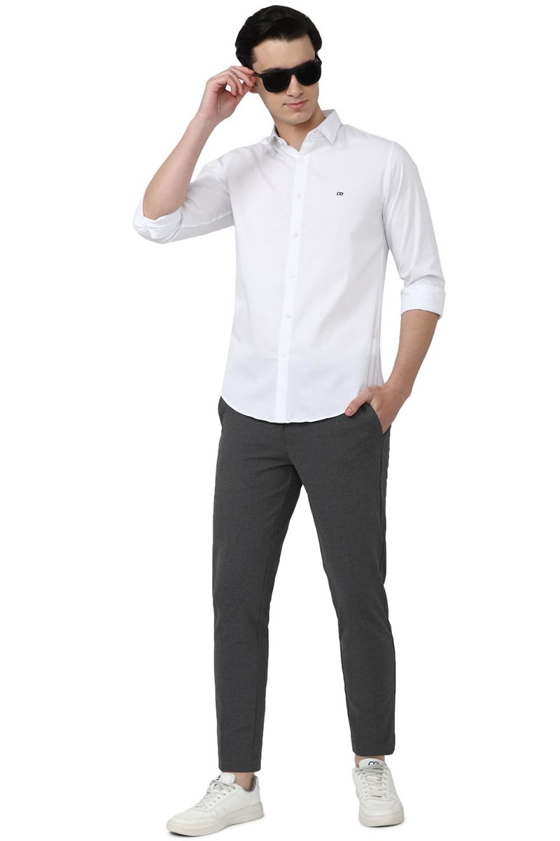 Peter England Men 100% Cotton Solid Slim Fit Full Sleeve Casual Shirt | White, 44 - Image 5