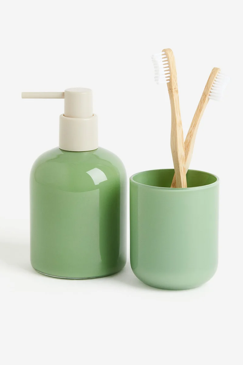 H&M Glass Toothbrush Mug