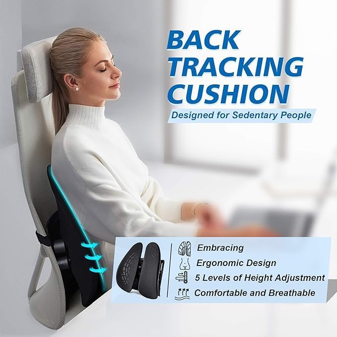 EVVIX EVVIX Lumbar Pillow for Office Chair, Car Seat- Lumbar Support Cushion for Black Support, Back Pain Relief Improve Posture with Adjustable Strap and Breathable 3D Mesh  - Image 5
