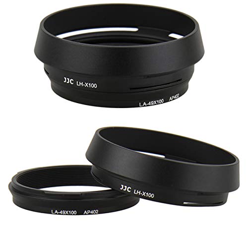 Fotasy JJC LH-JX100 BLACK Metal Lens Hood/ 49mm Filter Adapter Ring for Fujifilm X70 X100 X100S X100T X100F X100V, Fuji X100S, Fuji X100F, Fuji X100V Lense Hood Shade, Fujifilm LH-X100 Lens Hood Replacement - Image 2