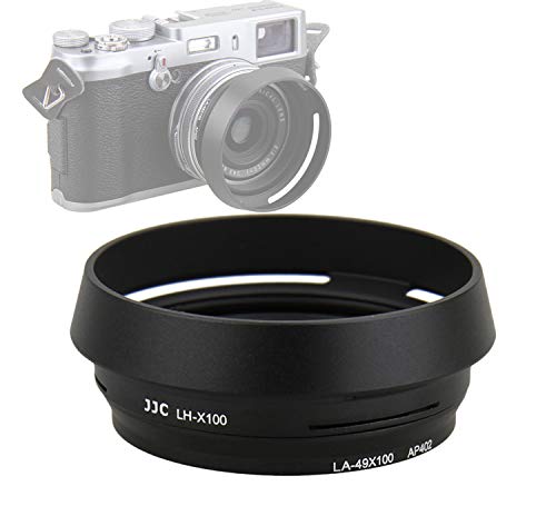 Fotasy JJC LH-JX100 BLACK Metal Lens Hood/ 49mm Filter Adapter Ring for Fujifilm X70 X100 X100S X100T X100F X100V, Fuji X100S, Fuji X100F, Fuji X100V Lense Hood Shade, Fujifilm LH-X100 Lens Hood Replacement - Image 1