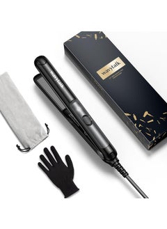 wavytalk Wavytalk Pro Mini Temperature Adjustable Hair Straightener  07 Inch Small Flat Iron for Short Hair Curls Bangs Travel Use Dual Voltage Extended Size Black 
