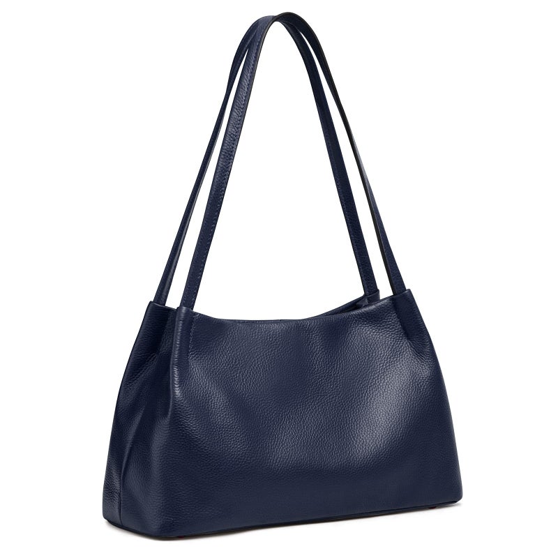 Kattee Leather Purses and Handbags for Women, Soft Genuine Leather Shoulder Hobo Bags with Top Magnetic Snap Closure (Dark Blue) - Image 1