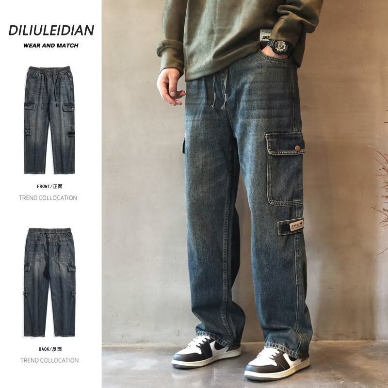 Unisex Classic Denim Jeans Loose Fit Daily Outdoor Wear - Image 3