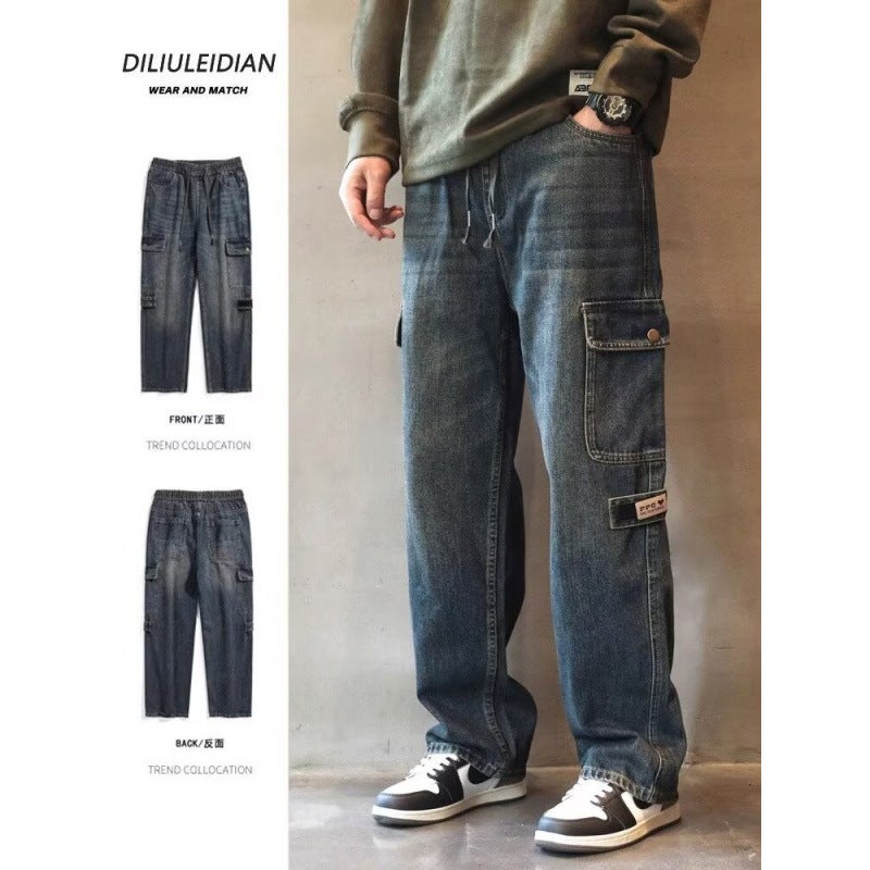 Unisex Classic Denim Jeans Loose Fit Daily Outdoor Wear - Image 2