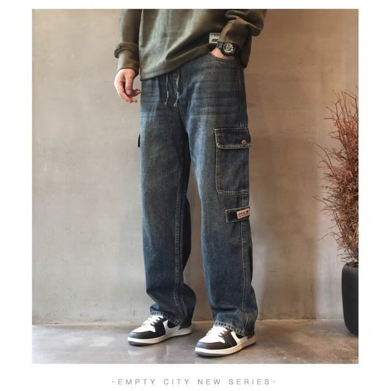 Unisex Classic Denim Jeans Loose Fit Daily Outdoor Wear - Image 1
