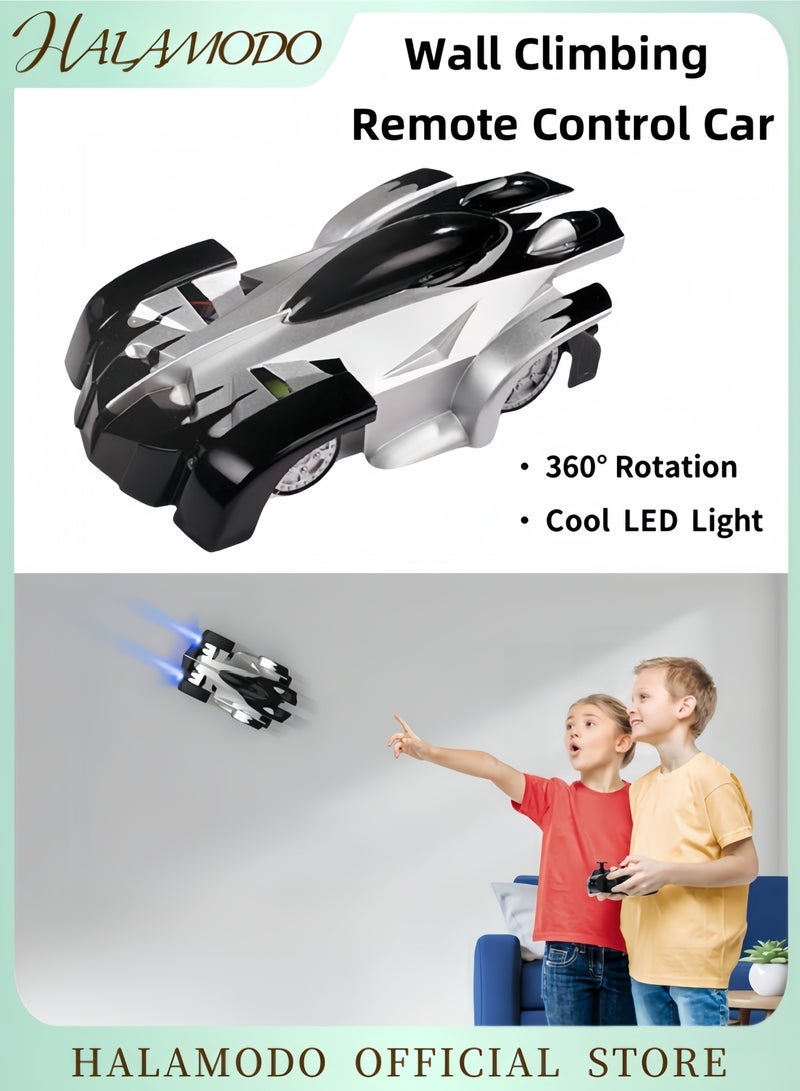 هالامودو تسلق الجدار التحكم عن بعد السيارة الوضع المزدوج 360 الدورية RC حيلة سيارة مع مصابيح أمامية باردة قابلة لإعادة الشحن RC ألعاب سيارة هدية عيد ميلاد للأطفال للأطفال من سن 8 سنوات فما فوق كبار السن والبنات والأطفال (أسود) - Image 1