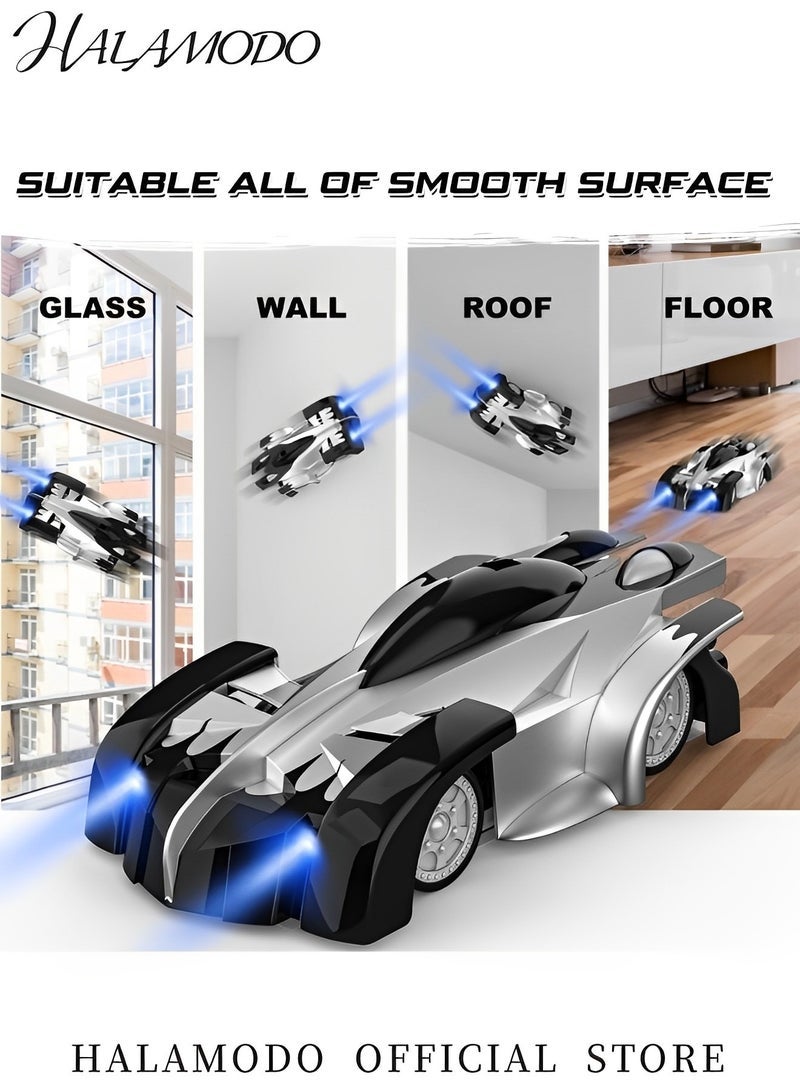 هالامودو تسلق الجدار التحكم عن بعد السيارة الوضع المزدوج 360 الدورية RC حيلة سيارة مع مصابيح أمامية باردة قابلة لإعادة الشحن RC ألعاب سيارة هدية عيد ميلاد للأطفال للأطفال من سن 8 سنوات فما فوق كبار السن والبنات والأطفال (أسود) - Image 3
