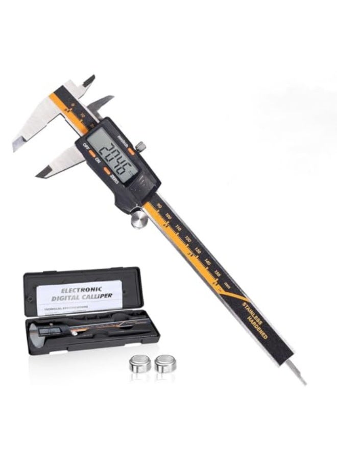 Digital Vernier Caliper 0-6"/0-150mm Caliper Measuring Tool with LCD Screen Inch MM Fraction Conversion Stainless Steel Auto-Off Electronic Micrometer Caliper for Inside Outside Depth Step Measurement - Image 1