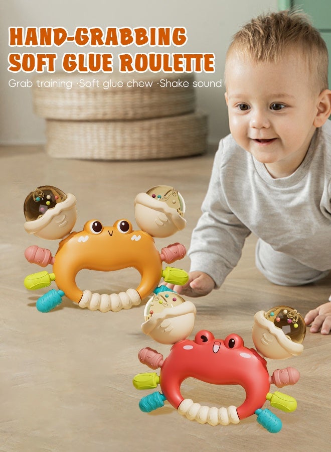 Soft Touch 2PCS Crab Shape Baby Rattle Set Baby Teether Baby Chew Toys Musical Toy Set Newborn Sensory Toys for Babies Early Educational Toys Gifts  - Image 2