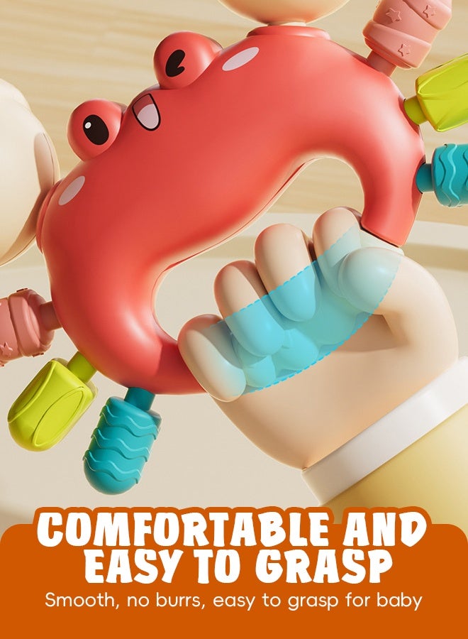 Soft Touch 2PCS Crab Shape Baby Rattle Set Baby Teether Baby Chew Toys Musical Toy Set Newborn Sensory Toys for Babies Early Educational Toys Gifts  - Image 5