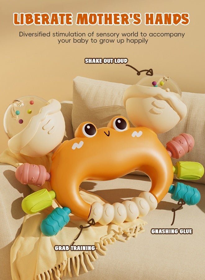 Soft Touch 2PCS Crab Shape Baby Rattle Set Baby Teether Baby Chew Toys Musical Toy Set Newborn Sensory Toys for Babies Early Educational Toys Gifts  - Image 4