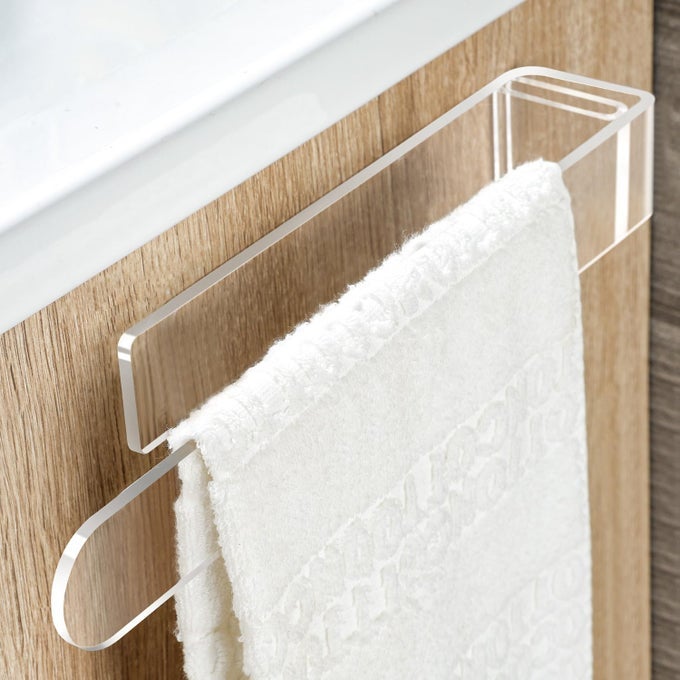 ADHESIVE TOWEL HOLDER CLEAR TOWEL BAR STICK ON WALL 118INCH ACRYLIC HAND TOWEL RACK PLASTIC TOWEL RING FOR BATHROOM