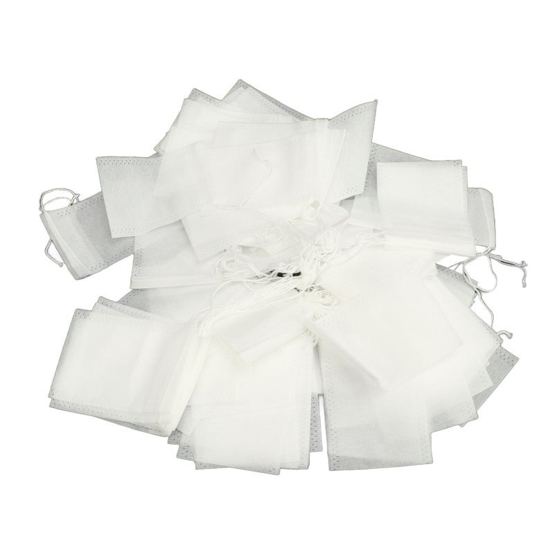 Drawstring Tea Filters Bags: 500 Pcs Natural White Non Woven Material - Easy To Fill Close & Dispose Loose Leaf Tea Infuser for Loose Tea Coffee Spices Herbs DIY Foot Bath Hot Pot Soup - Image 1