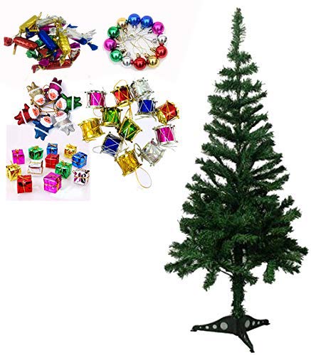 Evisha 4 feet Long Artificial XMass Christmas Tree and 48 pcs Hangings Ornaments - Image 1