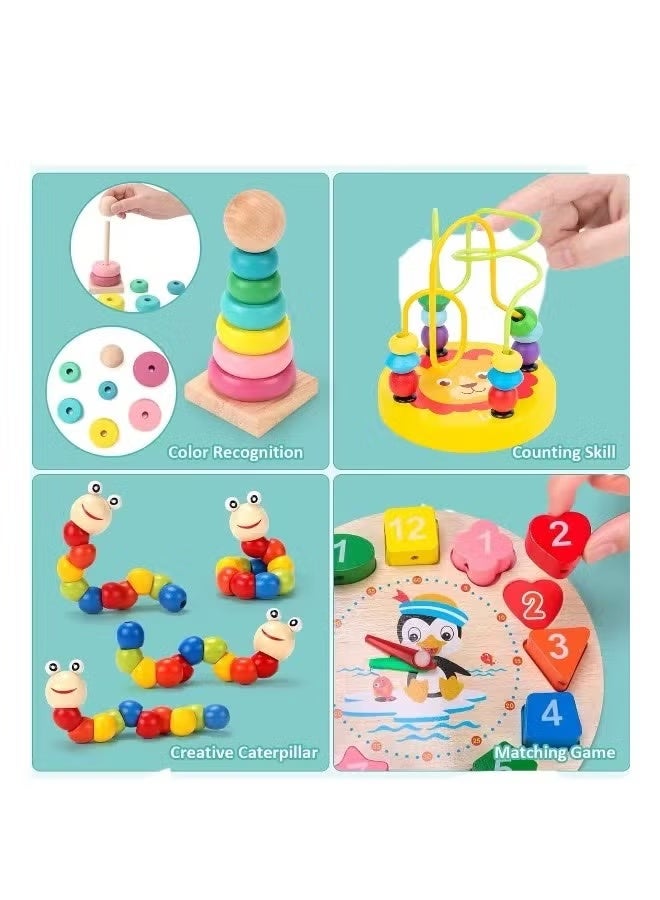 BUPY Montessori Toys for 3 Year Old Boys Girls, 8PCS Kids Wooden Toys, Baby Boy Toys 3-6 Year Old, Preschool Educational Learning Toy for Kids Ages 3 4 5 6+, Birthday Gifts - Image 3