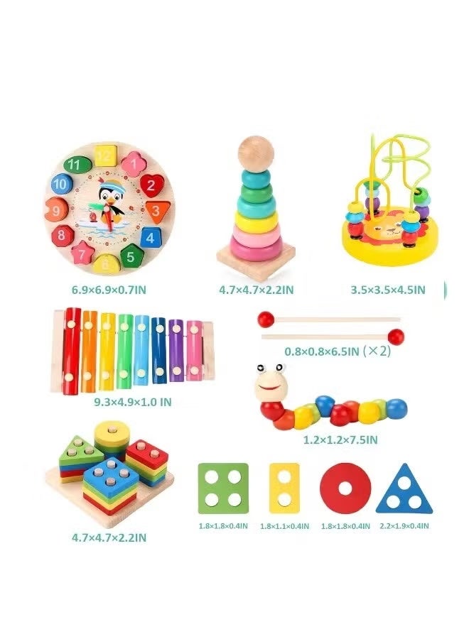 BUPY Montessori Toys for 3 Year Old Boys Girls, 8PCS Kids Wooden Toys, Baby Boy Toys 3-6 Year Old, Preschool Educational Learning Toy for Kids Ages 3 4 5 6+, Birthday Gifts - Image 5