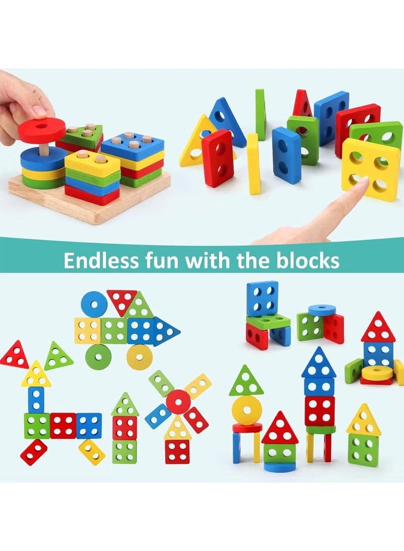 BUPY Montessori Toys for 3 Year Old Boys Girls, 8PCS Kids Wooden Toys, Baby Boy Toys 3-6 Year Old, Preschool Educational Learning Toy for Kids Ages 3 4 5 6+, Birthday Gifts - Image 2