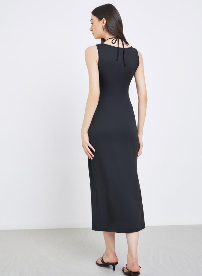 Take Two Black Fake Two-Piece Sleeveless Midi Dress - Image 4