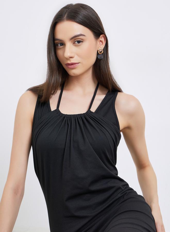 Take Two Black Fake Two-Piece Sleeveless Midi Dress - Image 3