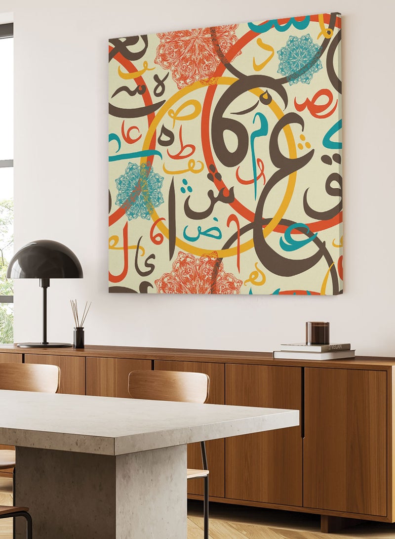 LOWHA Framed Canvas Wall Art Stretched Over Wooden Frame with Arabic islamic Calligraphy Painting - Image 1